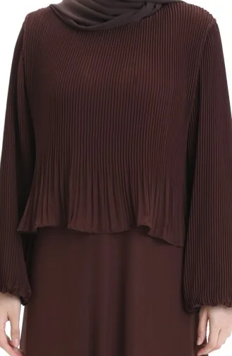 Robe De Soirée Plissée Grande Taille 0170-04 Marron 0170-04