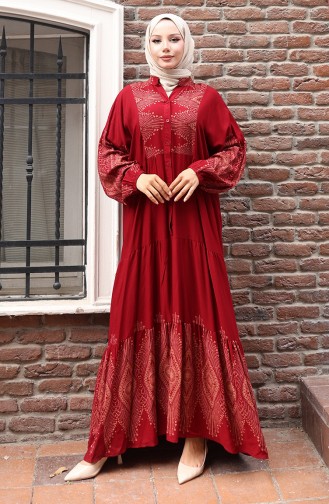 Weinrot Hijab Kleider 5579-03