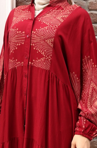 Weinrot Hijab Kleider 5579-03