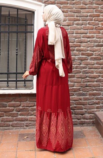 Weinrot Hijab Kleider 5579-03