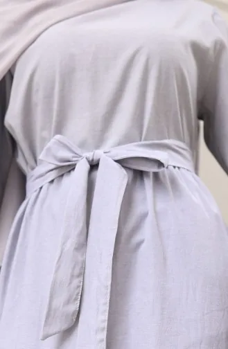 Terikoton Belted Dress 0098-01 Grijs 0098-01