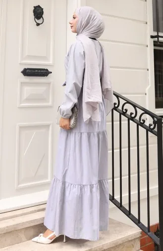 Terikoton Belted Dress 0098-01 Grijs 0098-01