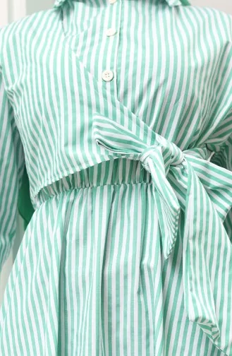 Terikoton Jurk Met Riem Aan De Zijkant 0099-01 Groen 0099-01