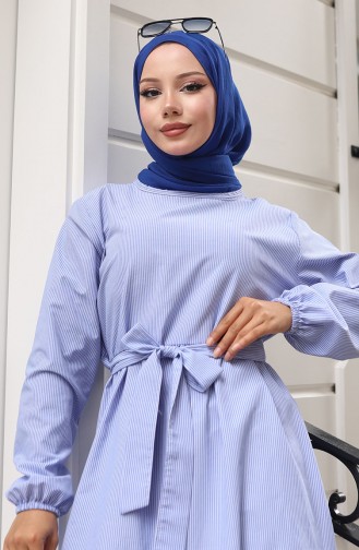 Dunkelblau Hijab Kleider 0100-01