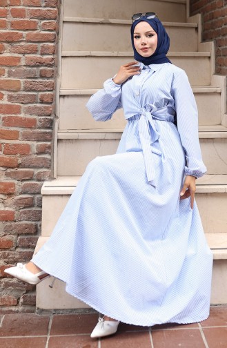Navy Blue İslamitische Jurk 0102-01