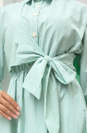 Robe Rayée à Demi-bouton Terikoton 0102-03 Vert 0102-03
