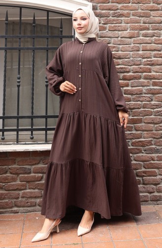 Dark Brown Hijab Dress 2074-02