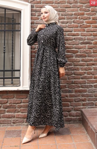 Schwarz Hijab Kleider 2079-01