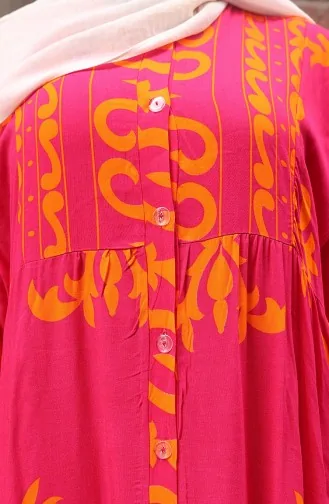 Robe Demi-boutonnée En Tissu Viscose 2081-02 Fuchsia Orange 2081-02