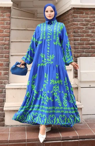 Viscose Stof Half Geknoopte Jurk 2081-03 Saks Green 2081-03