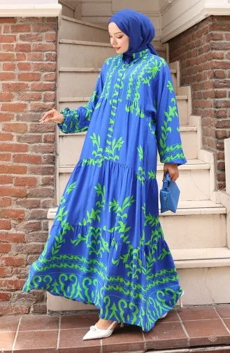 Viscose Stof Half Geknoopte Jurk 2081-03 Saks Green 2081-03