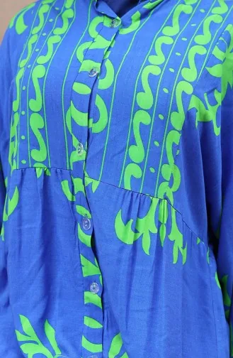 Viscose Stof Half Geknoopte Jurk 2081-03 Saks Green 2081-03