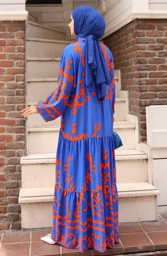 Robe Demi-boutonnée En Tissu Viscose 2081-05 Saxe Orange 2081-05