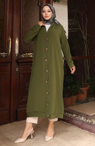 Buttoned Long Tunic 0096-01 Khaki 0096-01