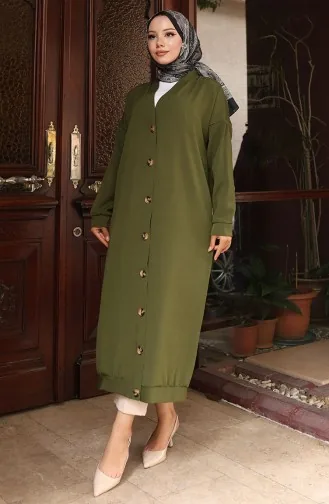 Buttoned Long Tunic 0096-01 Khaki 0096-01