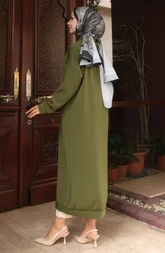 Buttoned Long Tunic 0096-01 Khaki 0096-01