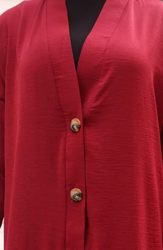 Buttoned Long Tunic 0096-03 Claret Red 0096-03