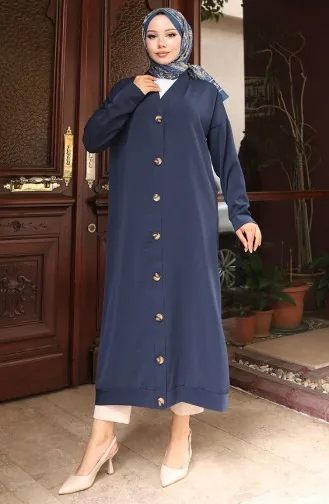 تونيك طويل بأزرار 0096-04 أزرق داكن 0096-04