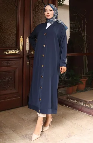 تونيك طويل بأزرار 0096-04 أزرق داكن 0096-04