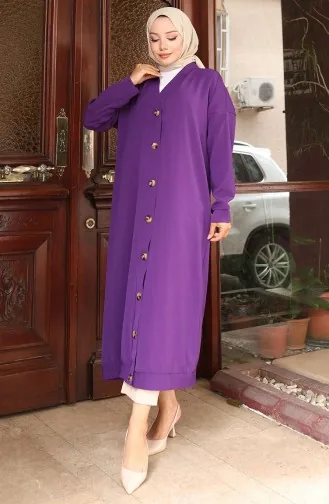 Buttoned Long Tunic 0096-05 Purple 0096-05