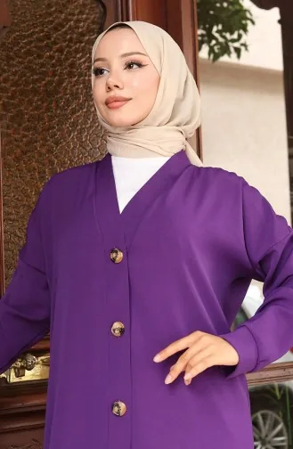 Buttoned Long Tunic 0096-05 Purple 0096-05