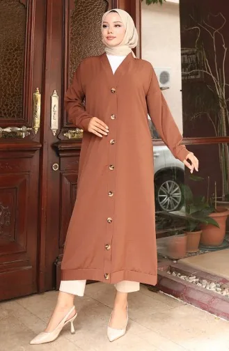 Lange Tunika Mit Knöpfen 0096-06 Braun 0096-06