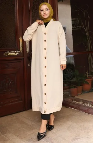 Buttoned Long Tunic 0096-07 Beige 0096-07
