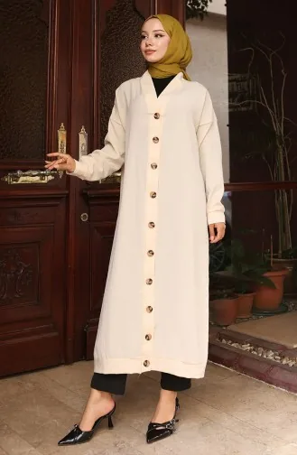 Buttoned Long Tunic 0096-07 Beige 0096-07