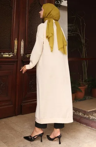 Buttoned Long Tunic 0096-07 Beige 0096-07