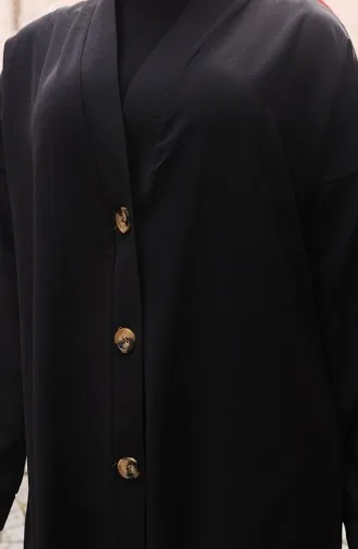 Boydan Düğmeli Uzun Tunik 0096-08 Siyah