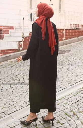 Boydan Düğmeli Uzun Tunik 0096-08 Siyah