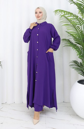 Çıtçıtlı Tunik Pantolon İkili Takım 0097-02 Mor