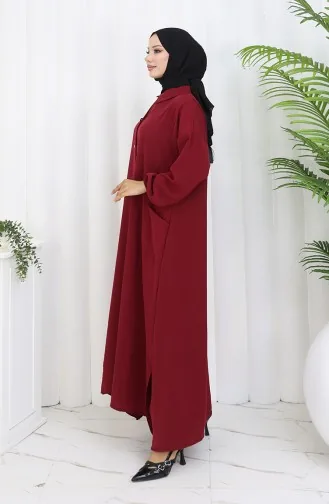 Ensemble Deux Pièces Tunique Et Pantalon à Boutons-pression 0097-03 Bordeaux 0097-03