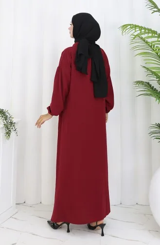 Ensemble Deux Pièces Tunique Et Pantalon à Boutons-pression 0097-03 Bordeaux 0097-03