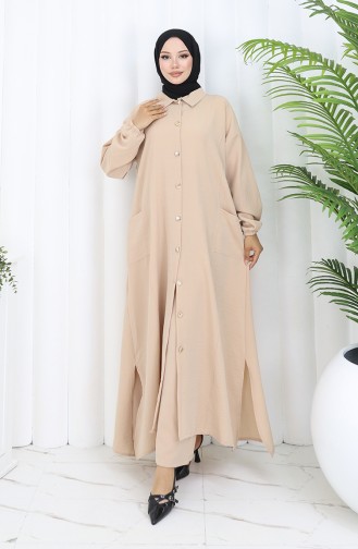 Çıtçıtlı Tunik Pantolon İkili Takım 0097-04 Bej
