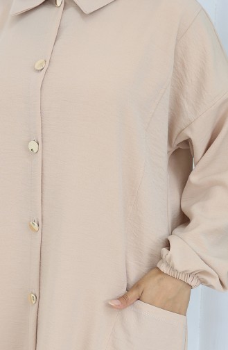 Çıtçıtlı Tunik Pantolon İkili Takım 0097-04 Bej