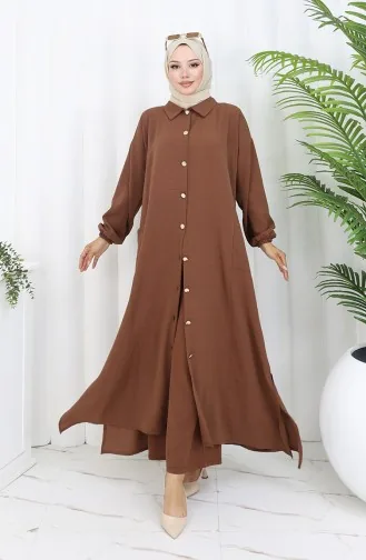 Snap-On Tunic Trousers Two-Piece Suit 0097-07 Brown 0097-07
