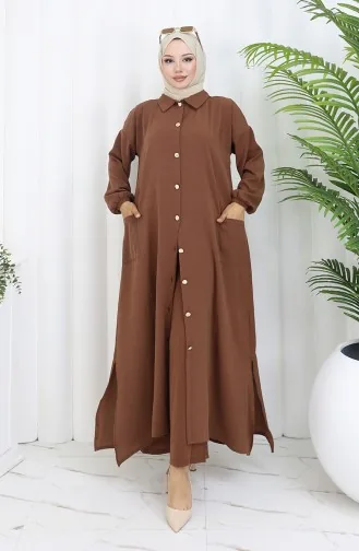 Snap-On Tunic Trousers Two-Piece Suit 0097-07 Brown 0097-07
