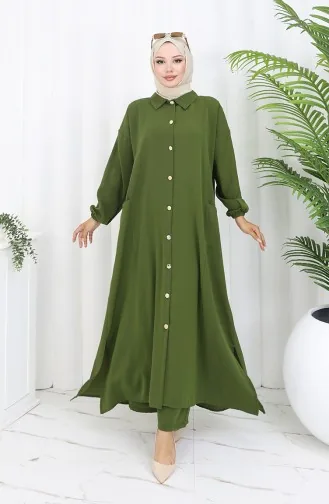 Tuniek Met Drukknopen Tweedelig Pak 0097-08 Khaki 0097-08