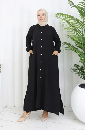 Zweiteiliger Anzug Mit Tunika-Hose Zum Aufknöpfen 0097-09 Schwarz 0097-09