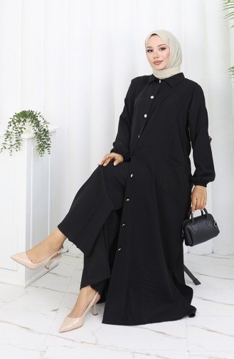 Çıtçıtlı Tunik Pantolon İkili Takım 0097-09 Siyah