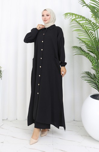 Çıtçıtlı Tunik Pantolon İkili Takım 0097-09 Siyah