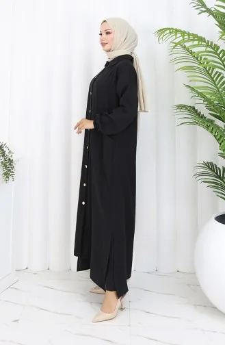 Zweiteiliger Anzug Mit Tunika-Hose Zum Aufknöpfen 0097-09 Schwarz 0097-09