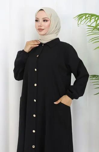 Zweiteiliger Anzug Mit Tunika-Hose Zum Aufknöpfen 0097-09 Schwarz 0097-09