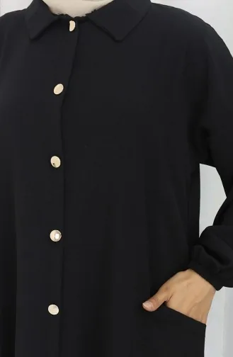 Zweiteiliger Anzug Mit Tunika-Hose Zum Aufknöpfen 0097-09 Schwarz 0097-09