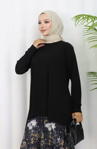 Sandy Kumaş Tunik Etek İkili Takım 2073-02 Siyah