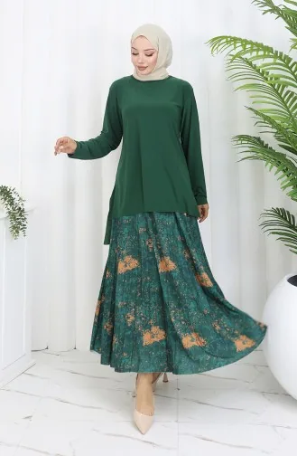 Sandy Stoff Tunika Rock Zweiteiler 2073-03 Smaragdgrün 2073-03