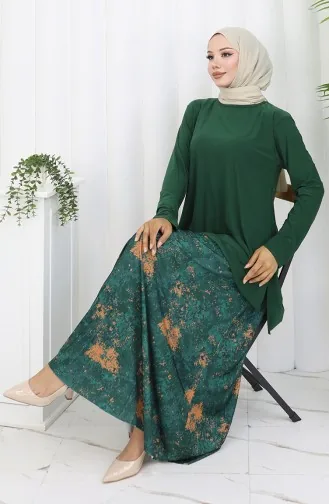 Sandy Stoff Tunika Rock Zweiteiler 2073-03 Smaragdgrün 2073-03