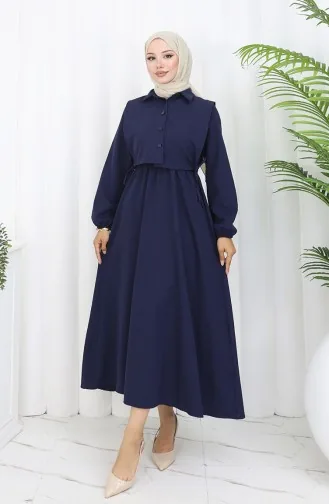 Robe Boléra à Col Chemise 81898-06 Bleu Marine 81898-06