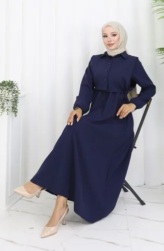 Robe Boléra à Col Chemise 81898-06 Bleu Marine 81898-06